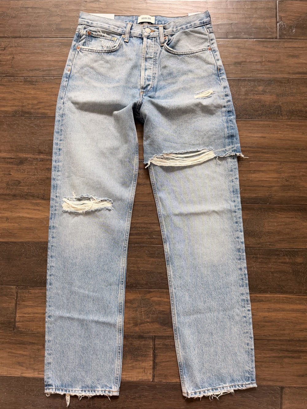 AGOLDE The Coolest Distressed Layer Straight Leg Jeans Sz 27 NWT $285!!
